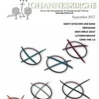 Titelbild der Johanneskirche-Publikation mit durchgestrichenen Ovalformen, September 2017.