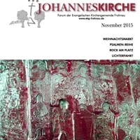 Titelbild der Johanneskirche-Publikation, abstraktes Metallrelief, „November 2015“.