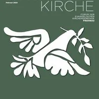Kirchenpublikation: weiße Taube mit Olivenzweig.