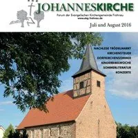 Titelbild der Johanneskirche-Publikation mit Dorfkirche, Juli und August 2016.