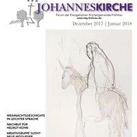 Titelbild der Johanneskirche-Publikation, Skizze Maria auf Esel, Dez 2017/Jan 2018.