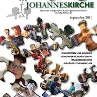 Titelbild der Johanneskirche-Publikation, verschiedene Gesichter als Puzzleteile, September 2016.